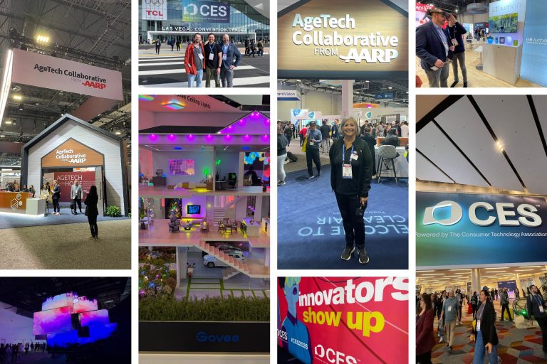 collage from CES 2026 in Las Vegas. consumer technology show floor showcasing new smart tech devices