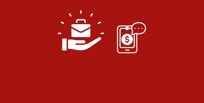 icon of online employment scam chatting asking for money