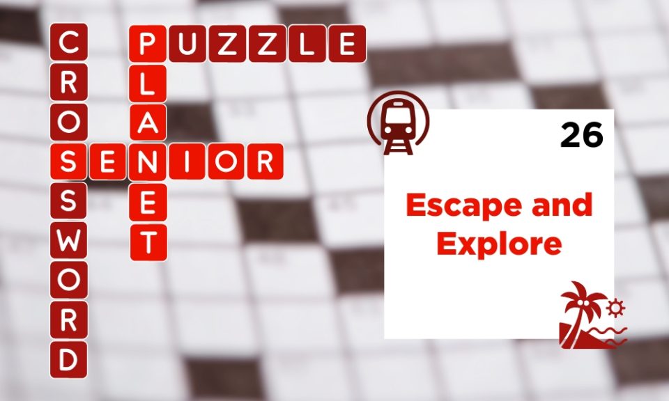 crossword puzzle featured image: "escape and explore" theme