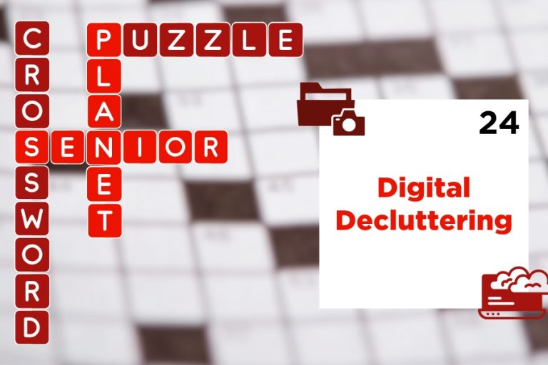 crossword puzzle featured image: "digital decluttering" theme
