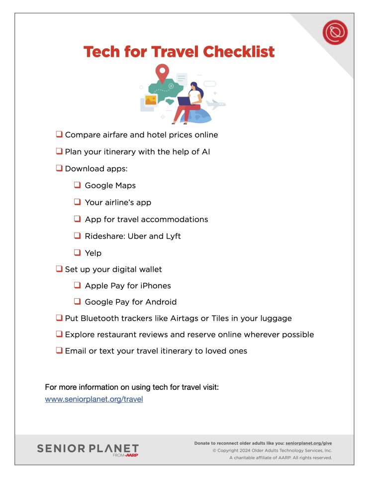 Senior Planet's Tech for Travel Checklist
