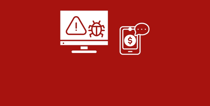 icon of online tech support computer virus scam chatting asking for money