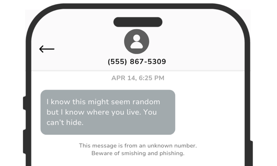 screenshot of example extortion scam message