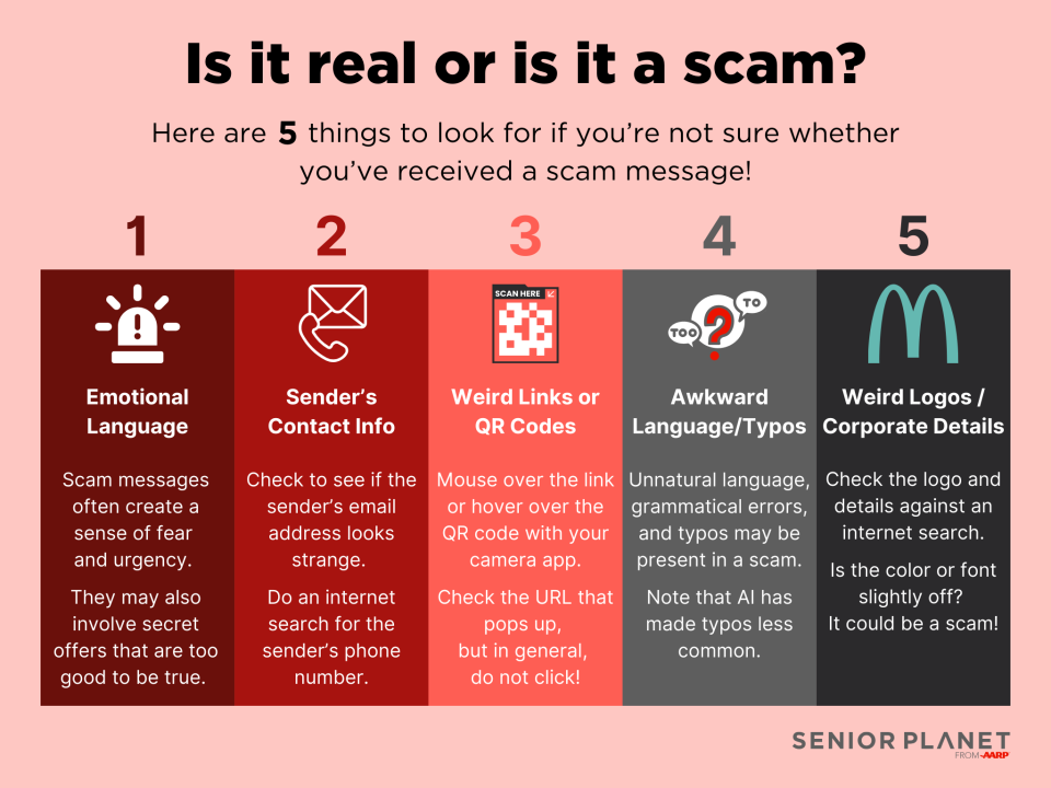 infographic with tips for scam prevention - is it real or a scam?